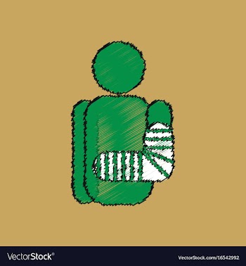 Flat shading style icon with broken arm vector image