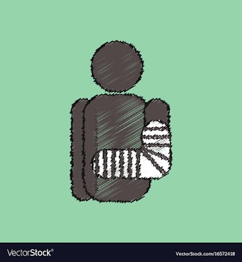 Flat shading style icon with broken arm vector image