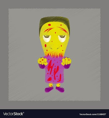 Flat shading style icon zombie men vector image