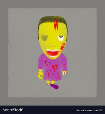 Flat shading style icon zombie men vector image