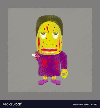 Flat shading style icon zombie men vector image
