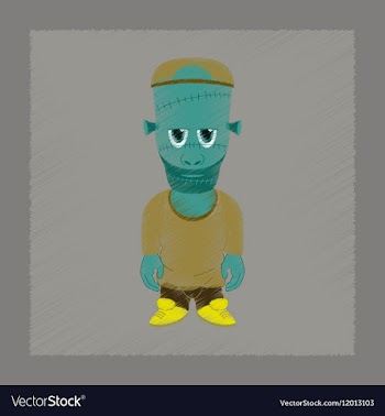 Flat shading style icon zombie men vector image