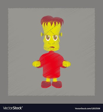 Flat shading style icon zombie men vector image