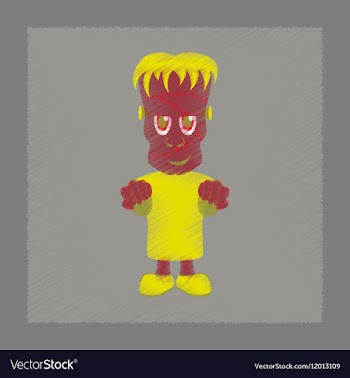 Flat shading style icon zombie men vector image