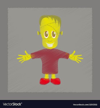 Flat shading style icon zombie men vector image