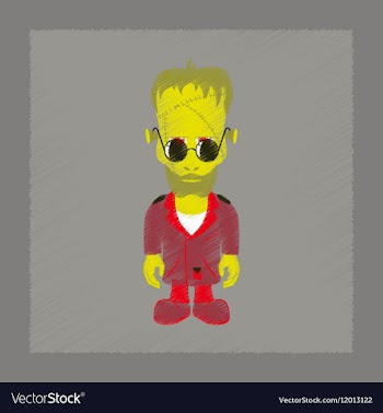 Flat shading style icon zombie men vector image