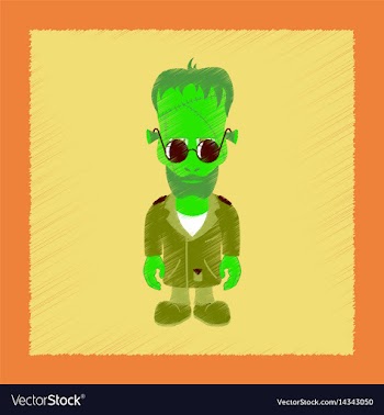Flat shading style icon zombie men vector image