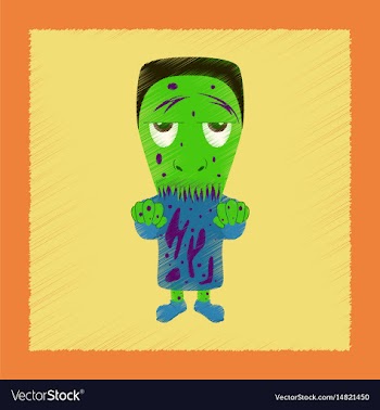 Flat shading style icon zombie men vector image