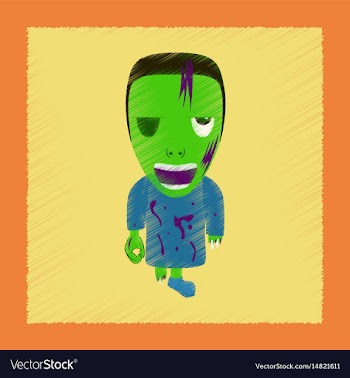 Flat shading style icon zombie men vector image