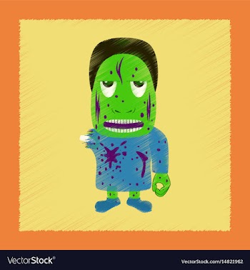 Flat shading style icon zombie men vector image