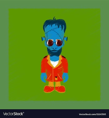 Flat shading style icon zombie men vector image