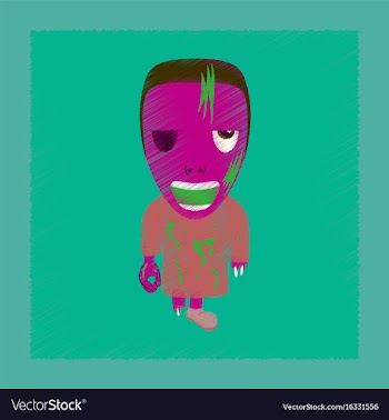 Flat shading style icon zombie men vector image