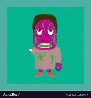Flat shading style icon zombie men vector image