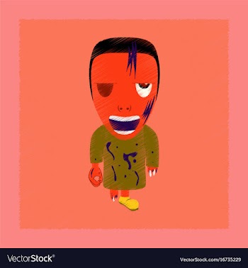 Flat shading style icon zombie men vector image