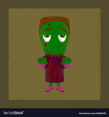 Flat shading style icon zombie men vector image