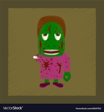 Flat shading style icon zombie men vector image