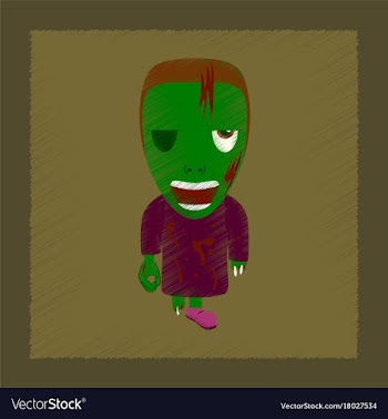 Flat shading style icon zombie men vector image