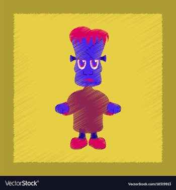 Flat shading style icon zombie men vector image