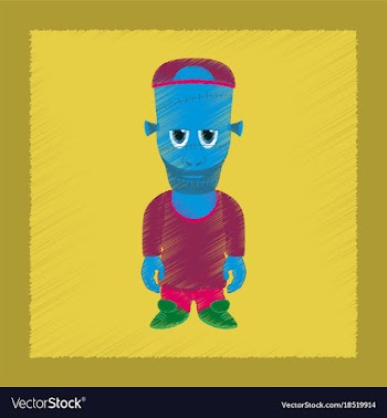 Flat shading style icon zombie men vector image