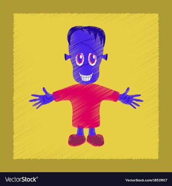 Flat shading style icon zombie men vector image