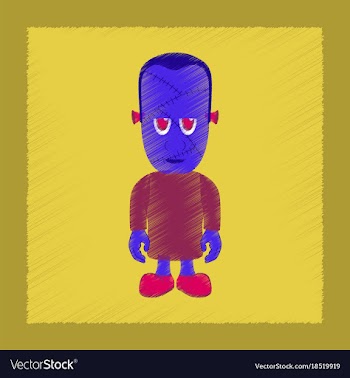 Flat shading style icon zombie men vector image