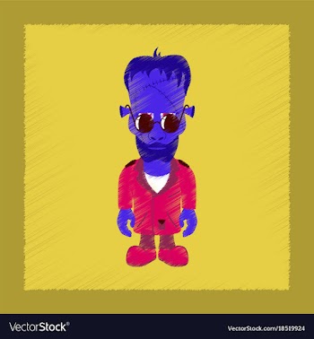 Flat shading style icon zombie men vector image