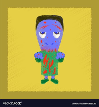 Flat shading style icon zombie men vector image