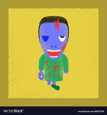 Flat shading style icon zombie men vector image