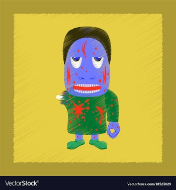 Flat shading style icon zombie men vector image