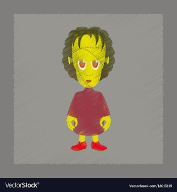Flat shading style icon zombie woman vector image