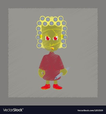 Flat shading style icon zombie woman vector image