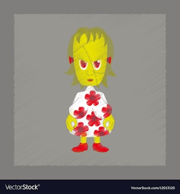 Flat shading style icon zombie woman vector image