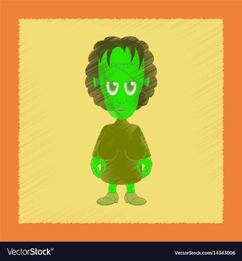 Flat shading style icon zombie woman vector image