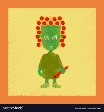 Flat shading style icon zombie woman vector image