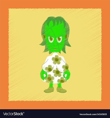 Flat shading style icon zombie woman vector image