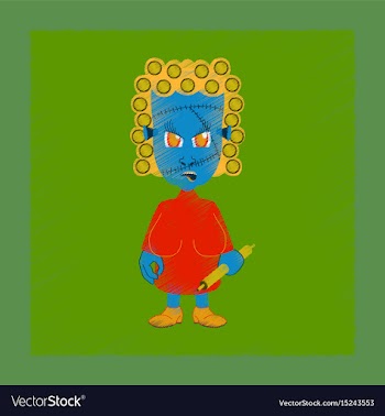 Flat shading style icon zombie woman vector image