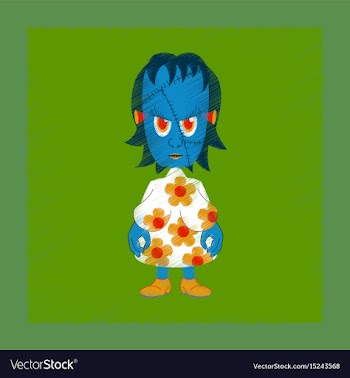 Flat shading style icon zombie woman vector image
