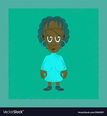Flat shading style icon zombie woman vector image