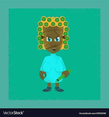 Flat shading style icon zombie woman vector image