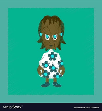 Flat shading style icon zombie woman vector image