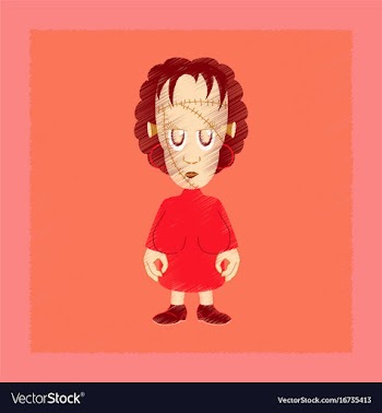 Flat shading style icon zombie woman vector image