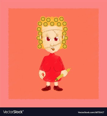 Flat shading style icon zombie woman vector image