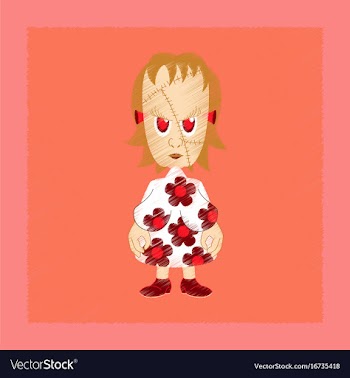 Flat shading style icon zombie woman vector image