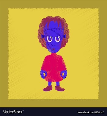 Flat shading style icon zombie woman vector image