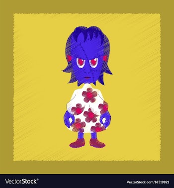 Flat shading style icon zombie woman vector image