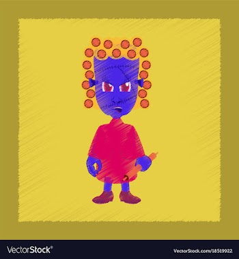 Flat shading style icon zombie woman vector image