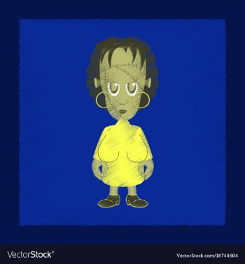 Flat shading style icon zombie woman vector image
