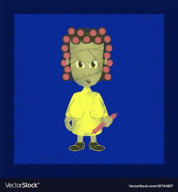 Flat shading style icon zombie woman vector image