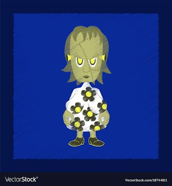 Flat shading style icon zombie woman vector image