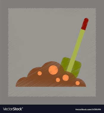 Flat shading style icons halloween plot shovel vector image